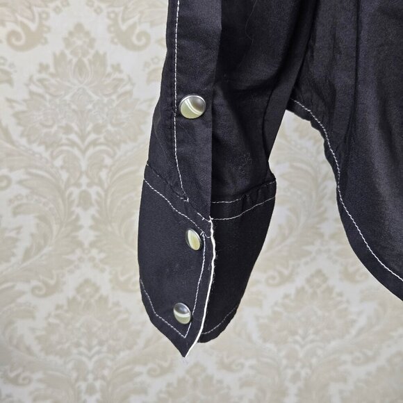 Roar Size Medium Black Snap Front Western Shirt Embroidery Crystal Embellishment - Picture 13 of 16